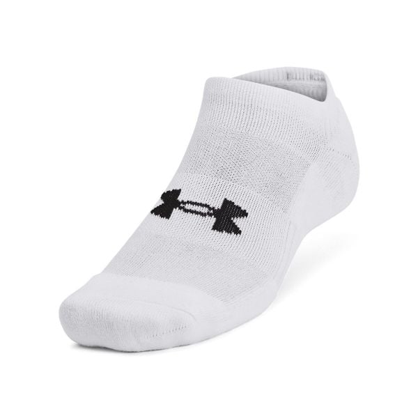 Under Armour UNISEX UA TC 3PK NO SHOW Skarpety uniseks. Białe skarpety Under Armour, bez wzorów, z materiału. Za 54.99 zł.