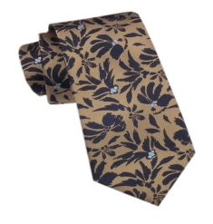 Elegancki Męski Krawat - Alties - Beżowy w Kwiatowy Wzór. Brązowe krawaty i muchy Alties, bez wzorów, z tkaniny. Za 49.00 zł.