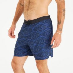 Spodenki surfingowe męskie Olaian 100 18" Darknight. Niebieskie odzież kąpielowa OLAIAN, l, bez wzorów, z materiału, sportowe. Za 69.99 zł.