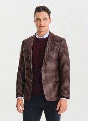 PAKO LORENTE – Brązowa marynarka w drobną kratę. Brązowe garnitury Pako Lorente, na co dzień, m, bez wzorów, z elastanu. Za 799.99 zł.