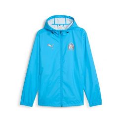Kurtka z dresu OM 2023/24. Niebieskie kurtki Puma, bez wzorów, z dresówki, z kapturem. W wyprzedaży za 256.50 zł.