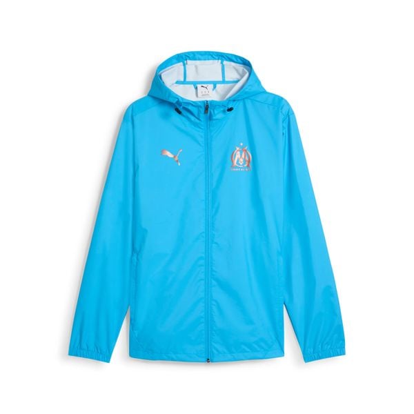 Kurtka z dresu OM 2023/24. Niebieskie kurtki Puma, bez wzorów, z dresówki, z kapturem. W wyprzedaży za 259.00 zł.