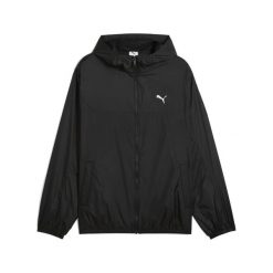 Męska Wiatrówka o standardowym kroju Essentials PUMA Black. Czarne kurtki do biegania Puma, m, bez wzorów, z gumy, bez kaptura, do biegania. Za 249.00 zł.