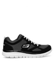 Skechers Sneakersy BURNS AGOURA 52635 BKW Czarny. Czarne buty sportowe casual Skechers, bez wzorów, z materiału, bez zapięcia. Za 199.99 zł.