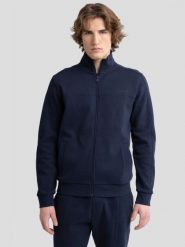 Bluza męska rozpinana ze stójką granatowa Wlador 403. Niebieskie bluzy BIG STAR, l, bez wzorów, z dzianiny, bez kaptura. Za 249.99 zł.