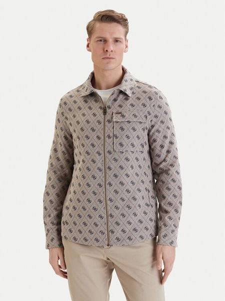 Guess Kurtka przejściowa M6GL05 W1661 Beżowy Classic Fit. Brązowe kurtki Guess, m, z aplikacjami, z bawełny, bez kaptura. Za 699.99 zł.