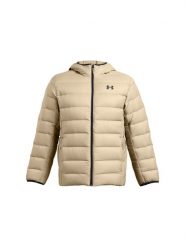 Kurtka puchowa z wypełnieniem naturalnym męska Under Armour Legend Down Hooded Jacket - beżowa. Brązowe kurtki Under Armour, na zimę, m, bez wzorów, z nylonu, bez kaptura. Za 899.99 zł.