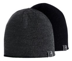 Dwustronna Męska Czapka, Zimowa Czarna/Szara -SPREE- Beanie, Rozmiar Uniwersalny. Czarne czapki zimowe Spree, bez wzorów, z materiału. Za 69.99 zł.
