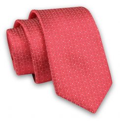 Czerwono-Beżowy Elegancki Męski Krawat -Angelo di Monti- 6 cm, w Kropki, Groszki. Czerwone krawaty i muchy Angelo di Monti, bez wzorów, z tkaniny. Za 45.00 zł.