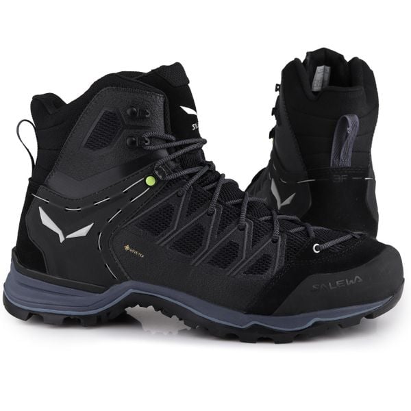 Buty męskie trekkingowe zimowe Salewa MS MTN TRAINER LITE MID GTX. Czarne buty turystyczne Salewa, na zimę, bez wzorów, z gore-texu, bez zapięcia, trekkingowe, gore-tex. Za 847.98 zł.