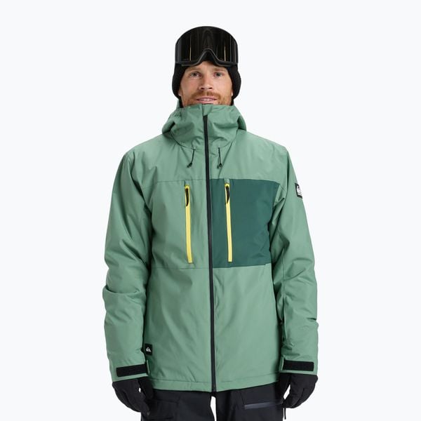 Kurtka snowboardowa męska Quiksilver Sycamore Solid 20K. Zielone kurtki Quiksilver, m, bez wzorów, z materiału, bez kaptura. Za 749.99 zł.