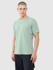 4F Koszulka rowerowa szybkoschnąca męska - zielona S. Niebieskie t-shirty 4F, l, bez wzorów, z dzianiny, bez kołnierzyka, bez ramiączek. Za 139.99 zł.