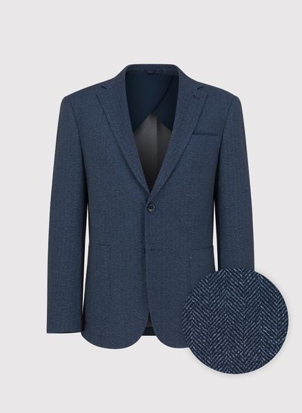 PAKO LORENTE – Granatowa marynarka w jodełkę. Garnitury Pako Lorente, na co dzień, m, bez wzorów, z elastanu, casualowe. Za 799.99 zł.