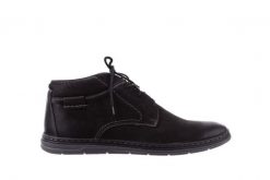 Trzewiki Bayla-081 826 Czarny, Skóra naturalna - 44. Czarne botki sznurowane Bayla, bez wzorów, z nubiku, bez obcasa, bez zapięcia. W wyprzedaży za 149.00 zł.