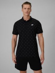 4F Koszulka polo regular męska - czarna 3XL. Czarne koszulki polo 4F, m, bez wzorów, z bawełny, bez kołnierzyka, bez ramiączek. Za 89.99 zł.