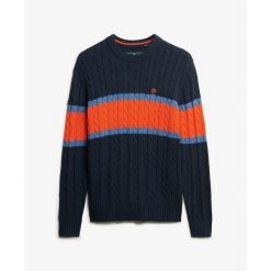 Sweter w paski z skręconej bawełny Superdry. Brązowe swetry nierozpinane Superdry, na zimę, m, bez wzorów, z bawełny, bez kołnierzyka, bez ramiączek. Za 327.70 zł.