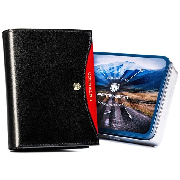 Portfel męski Peterson PTN 333.01 czarny. Czarne portfele bez wzorów, ze skóry. Za 109.00 zł.