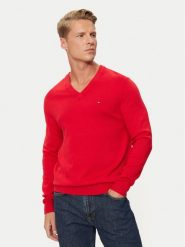 Tommy Hilfiger Sweter MW0MW28047 Czerwony Regular Fit. Czerwone swetry rozpinane Tommy Hilfiger, m, bez wzorów, z bawełny, bez kołnierzyka, bez ramiączek. Za 319.99 zł.