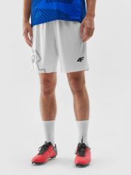 4F Spodenki klubowe męskie 4F x Stal Mielec L. Białe krótkie spodenki sportowe 4F, l, z aplikacjami, z dzianiny. W wyprzedaży za 89.99 zł.