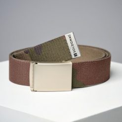 Pasek outdoor SOLOGNAC 100 camo. Brązowe paski SOLOGNAC, bez wzorów, z poliesteru, sportowe. Za 39.99 zł.