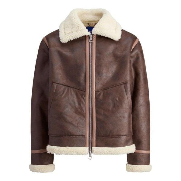 Kurtka Jack & Jones Aviator czekoladowe ciasto. Brązowe kurtki Jack&Jones, bez wzorów, bez kaptura. Za 422.96 zł.