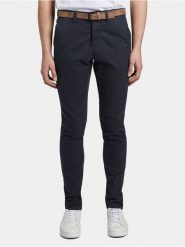 Tom Tailor Denim Chinosy 1008253 Granatowy Slim Fit. Niebieskie eleganckie spodnie TOM TAILOR DENIM, m, z bawełny. Za 149.99 zł.