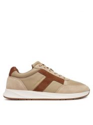 Tommy Hilfiger Sneakersy Elevated Hilfiger Mix Runner FM0FM06084 Beżowy. Brązowe buty sportowe casual Tommy Hilfiger, bez wzorów, ze skóry, bez zapięcia. Za 569.99 zł.