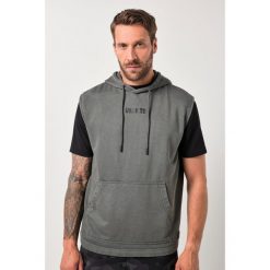 Męska Bluza belly fit fitness dzianina dresowa kaptur bez rękawów. Szare bluzy JAY-PI, m, bez wzorów, z bawełny, bez kaptura. Za 239.99 zł.