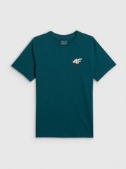 4F T-shirt regular gładki męski - turkusowy S. Niebieskie t-shirty 4F, m, bez wzorów, z dresówki, bez kołnierzyka, bez ramiączek. Za 69.99 zł.