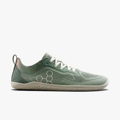 Męskie treningowe buty barefoot PRIMUS LITE KNIT NATURAL MENS DUSTY GREEN. Zielone buty turystyczne VIVOBAREFOOT, bez wzorów, z dzianiny, bez zapięcia, na fitness i siłownię. Za 529.00 zł.