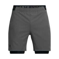 Krótkie 2-w-1 tkane Under Armour Vanish. Czarne odzież kompresyjna Under Armour, xl, bez wzorów, z materiału, na fitness i siłownię. Za 273.50 zł.