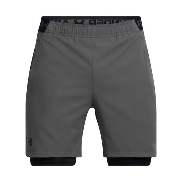 Krótkie 2-w-1 tkane Under Armour Vanish. Czarne odzież kompresyjna Under Armour, xl, bez wzorów, z materiału, na fitness i siłownię. Za 273.50 zł.