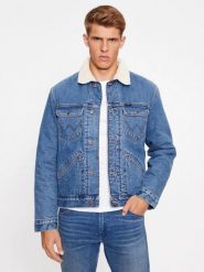 WRANGELR 124MJ SHERPA MĘSKA KURTKA JEANSOWA JEANS BLUE 112341083 W4MS013839. Niebieskie kurtki Wrangler, l, bez wzorów, z jeansu, bez kaptura. Za 349.99 zł.