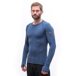 SENSOR Koszulka męska Merino Bold Tee LS Men cool blue-L. Niebieskie bielizna termoaktywna Sensor, na zimę, l, bez wzorów, z materiału, bez ramiączek, trekkingowe. Za 314.89 zł.
