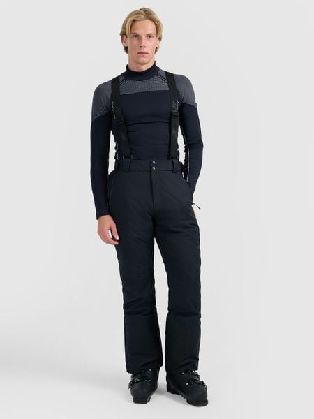 4F Spodnie narciarskie z szelkami membrana 10000 męskie - czarne S. Czarne spodnie narciarskie i snowboardowe 4F, m, bez wzorów, narciarskie. Za 599.99 zł.