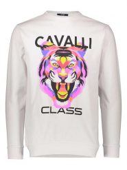 Cavalli CLASS Bluza w kolorze białym rozmiar: M. Białe bluzy Cavalli Class, m, bez wzorów, z bawełny, bez kaptura. Za 159.21 zł.
