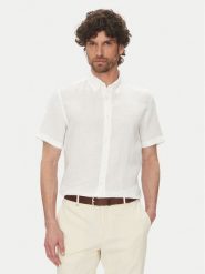 BOSS Koszula H-Roan 50539352 Biały Slim Fit. Białe koszule Boss, m, bez wzorów, ze lnu, bez kołnierzyka, bez ramiączek. Za 399.99 zł.