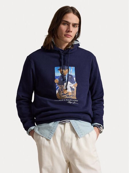 Polo Ralph Lauren Bluza 710B21811001 Granatowy Regular Fit. Niebieskie bluzy Polo Ralph Lauren, m, bez wzorów, z bawełny, bez kaptura. Za 1,199.00 zł.