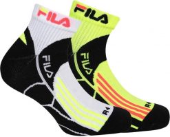Dwupak skarpet do biegania Fila Quarter Wht-yel-fluo 35-38. Zielone skarpety 661, bez wzorów, z elastanu. Za 117.99 zł.