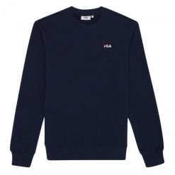 Bluza męska do biegan Fila Leverano Regular Crew Sweat granatowa. Niebieskie bluzy Fila, m, bez wzorów, bez kaptura. Za 249.00 zł.