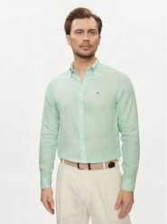 Tommy Hilfiger Koszula MW0MW34602 Zielony Regular Fit. Zielone koszule Tommy Hilfiger, m, bez wzorów, ze lnu, bez kołnierzyka, bez ramiączek. Za 379.99 zł.