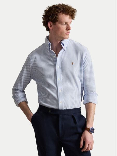 Polo Ralph Lauren Koszula 710B25852001 Niebieski jasny Regular Fit. Niebieskie koszule Polo Ralph Lauren, m, bez wzorów, z bawełny, bez kołnierzyka, bez ramiączek. Za 769.99 zł.