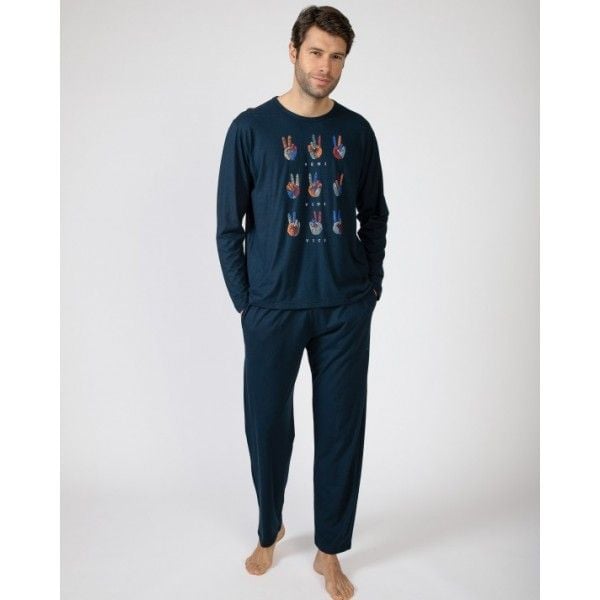 Piżama męska rozm. M P751314 Navy Blue. Niebieskie piżamy Massana Homewear, m, bez wzorów, z bawełny, bez ramiączek. Za 297.00 zł.