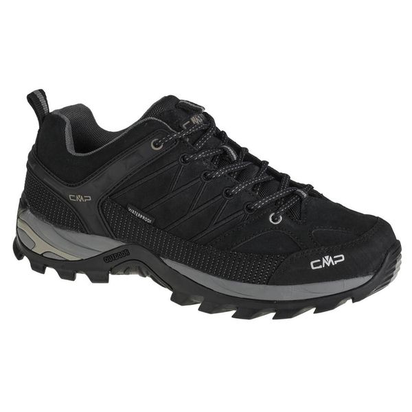 Niskie buty trekkingowe CMP Rigel waterprof. Czarne buty turystyczne CMP, bez wzorów, z zamszu, bez zapięcia, trekkingowe. Za 309.99 zł.