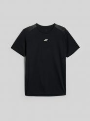 4F Koszulka treningowa szybkoschnąca męska M. Czarne t-shirty 4F, m, bez wzorów, z włókna, bez kołnierzyka, bez ramiączek. Za 129.99 zł.