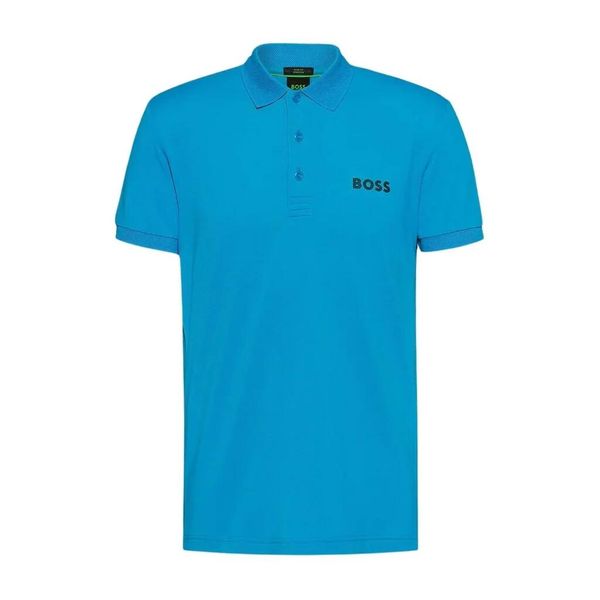 Koszulka Polo męska BOSS Paule Turquoise/Aqua slim fit turkusowa (50512789-442). Niebieskie koszulki polo Boss, m, bez wzorów, bez kołnierzyka, bez ramiączek. Za 309.00 zł.
