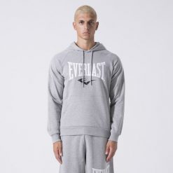 Ikoniczny Bluza Z Kapturem Z Logiem Siwy Melanz Bawelna, Poliester. Szare bluzy z kapturem EVERLAST, l, bez wzorów, z bawełny, z kapturem. W wyprzedaży za 200.75 zł.