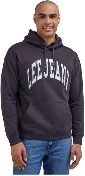 LEE VARSITY HOODIE MĘSKA BLUZA Z KAPTUREM LOGO WASHED BLACK LL80RFON. Czarne bluzy Lee, m, bez wzorów, z kapturem. Za 160.00 zł.