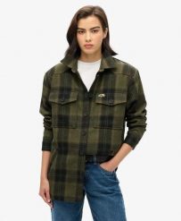 Superdry Koszula Overshirt z podszyciem Borg — Roderick Check Olive. Zielone koszule Superdry, bez wzorów, z materiału, bez kołnierzyka, bez ramiączek. Za 430.25 zł.
