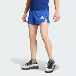 Szorty Team France Running Split. Niebieskie szorty Adidas, xl, bez wzorów, z materiału, sportowe. Za 278.50 zł.